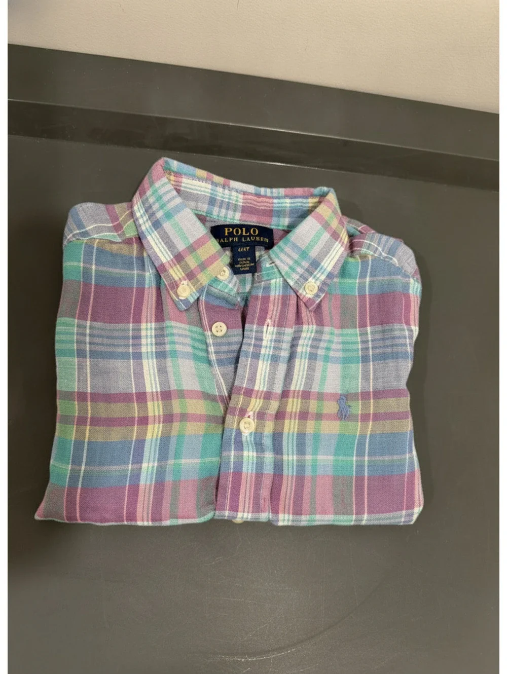 Polo Ralph Lauren Boys 4/4T Multicolor Plaid Button-Down Shirt Cotton Preowned